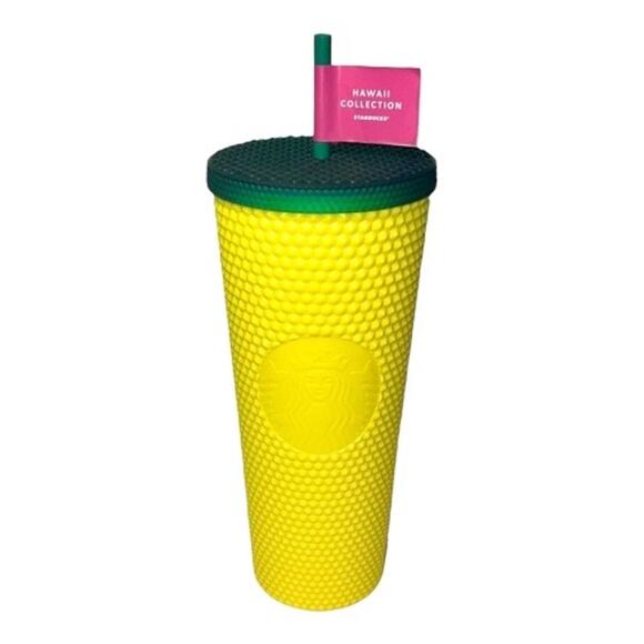Starbucks Hawaii Collection Exclusive Pineapple Studded Tumbler & Straw 24oz NWT - Picture 5 of 5